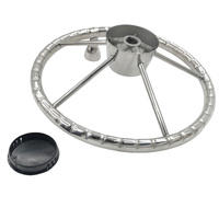 Steering Wheel With Knob 5 Spoke 13-1/2 Inch 13.5'' Destroyer Style Stainless Boat