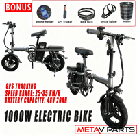 Foldable Electric Bike 1000W 50KM/H Protable Commuter Travel Bicycle E-Bike 48V