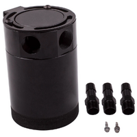 Black Baffled Aluminum Oil Catch Can 3 Port Catch Can Tank for Universal