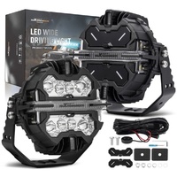7inch Round Matte Black LED Driving Lights Spot Beam & Side Shooter DRL Offroad