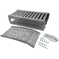 2-In-1 Multi-Use Foldable Steel Car Ramp Grey Sturdy For Loading Or Elevation 