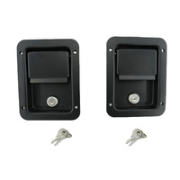 2 x Large Paddle Handle Lock Latch Pair Black Powdercoated Caravan Truck Toolbox